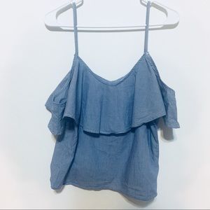 Miley & Molly Off Shoulder Pinstripe Tank